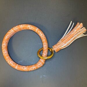 Orange Floral Ring Keychain with Tassel